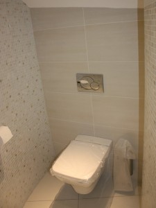 Mosaic tiled cloakroom