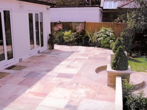 Patio, walls, planters and steps